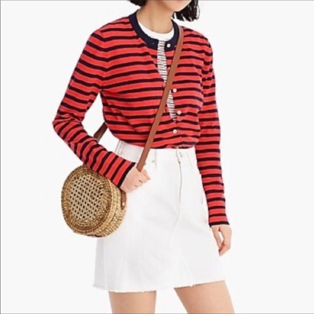 J. Crew white stretch denim skirt